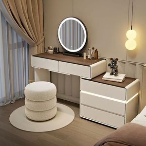 Sıcak Fırsat Şifonyer Makyaj Masası Modern Ahşap Makyaj Aynalı Yatak Odası Mobilyası Depolama Alanlı Uzatılabilir - Product Image 3