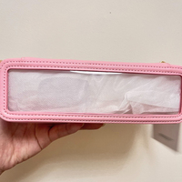 Mini trousse de maquillage de voyage en PVC transparent, petite, longue, rectangulaire, avec fenêtre transparente, sacs cosmétiques en PU