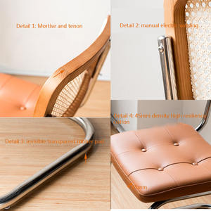 Chaise de négociation de bureau de <span class=keywords><strong>canne</strong></span> en bois massif de jambe en métal de voûte de café de restaurant confortable à dossier haut de conception médiévale française - Product Image 2