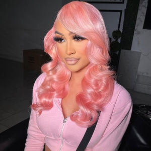 Peluca frontal de encaje transparente 13x6 13x4 con ondas corporales, <span class=keywords><strong>cabello</strong></span> humano virgen, color <span class=keywords><strong>rosa</strong></span> <span class=keywords><strong>pastel</strong></span> ombré, venta al por mayor - Product Image 3