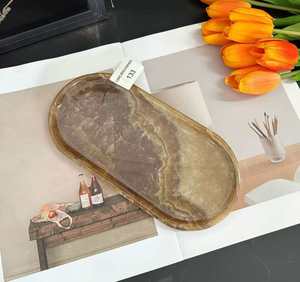 Plateau de luxe en marbre poli pour <span class=keywords><strong>table</strong></span> basse de salon, organiseur de rangement et plateau de service pour la décoration intérieure - Product Image 4