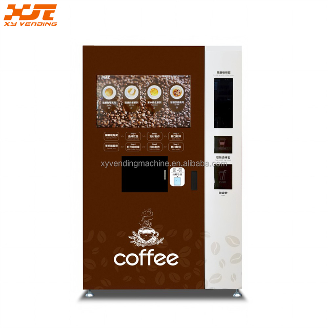 24 Hours Automatic Cup Coffee Maker Vending Machine with Touch Screen Freshly Ground Beans