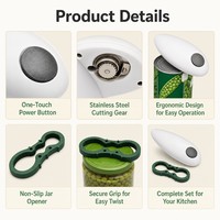 Ouvre-boîte automatique à une touche, ouvre-bocal électrique à découpe lisse, ouvre-bouteille fonctionnant sur piles, compact 162g, gadget de cuisine CE ROHS
