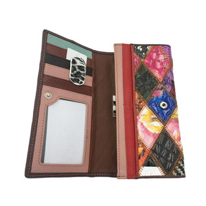 Portefeuille long pour <span class=keywords><strong>femme</strong></span> de grande capacité, multi-usages, style ethnique, <span class=keywords><strong>en</strong></span> <span class=keywords><strong>cuir</strong></span> cousu, porte-monnaie, <span class=keywords><strong>pochette</strong></span> - Product Image 5