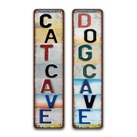 Panneau métallique vertical de style plaque d'immatriculation Vintage Cat Cave & Dog Cave