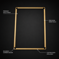 Cadre d'affichage en aluminium anodisé or sur mesure, finition laiton satiné, coins arrondis, pour écran LED, signalétique numérique
