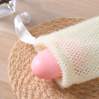 Sac de Savon en Filet de Nylon Africain Personnalisé en Gros, Éponge de Bain Exfoliante du Ghana avec Cordon en Ruban