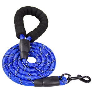 Reflective Stitching Solid Nylon Round Rope Dog Walking <b>Lead</b> Comfort Puppy <b>Training</b> Pet Traction Rope For Large Medium Small Dog - Product Image 4