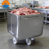 Chariot à viande en acier inoxydable 304 de 200 L pour abattoir, chariot à tête et à sabots, chariot à saucisses, chariot de boucherie, chariot pour usine, chariot pour restaurant, certifié CE