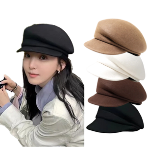 Chapeau béret en laine pour femme, style rétro, en polaire, pour l'hiver, décontracté, pour les fêtes et les voyages, chapeau tendance pour femme - Product Image 1