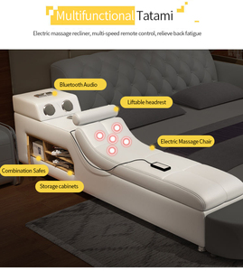 Cama Doble Moderna de Madera para Niños, Tamaño King, con Tapicería de Cuero Genuino, Plataforma de Pared, Estructura de Madera Sólida, Almacenamiento, Tamaño Queen - Product Image 3