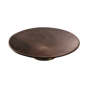 Chinese Pastry Plate Round Walnut Wood Stemmed Fruit <b>Snack</b> <b>Tray</b> Minimalist New Chinese Style Party Use - Product Image 4