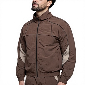 Conjunto Deportivo para Hombre en Color Marrón con Bloques de Color, Manga Larga, Cuello Alto, Pantalones Casuales con Bolsillos Laterales y Cintura Elástica para Invierno - Product Image 5