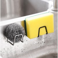 Égouttoir de cuisine en plastique et acier inoxydable, support pour éponge, adhésif sans perçage, imperméable, sans perforation, pour évier