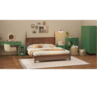 Ensemble de chambre à coucher rustique moderne en bois foncé vert avec armoires de bureau de vanité armoire Table de chevet commode pour meubles de chambre