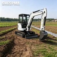 Mini-excavatrice multifonctionnelle sur chenilles, petite pelle pour travaux d'aménagement paysager et de creusement de canalisations souterraines