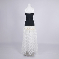 Robe longue élégante sans bretelles en maille à pois pour femme, coupe ajustée, jupe droite transparente, décontractée, avec nœud, sexy