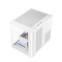 Boîtier d'ordinateur vertical Micro ATX incurvé Cross-border Prism Mini avec panneau latéral en verre trempé, refroidissement liquide et ports USB 3.0 avant