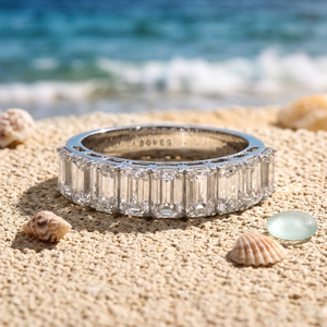14K Solid Gold 2.7ct Emerald Cut Lab Grown CVD Diamond F Color Rhodium Plated Eternity Band Ring for Women Anniversary <b>Wedding</b> - Product Image 1