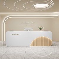 Bureau de réception minimaliste moderne en MDF personnalisé pour salon de beauté, centre de bien-être, studio de yoga et clinique dentaire avec rangement