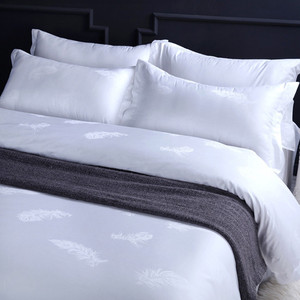 SANHOO Bán Buôn Giá Rẻ Jacquard Sạn Tấm Ga Trải Giường Đặt 500 TC 5 Cái Nữ Hoàng Kích Thước Spa Linen <span class=keywords><strong>Comforter</strong></span> Tấm Thiết Lập Với Rèm - Product Image 2