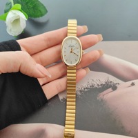 Montres ovales élégantes pour femmes et filles, vente chaude, simples, argentées, dorées, en acier inoxydable, quartz, minimalistes, montres-bracelets L737