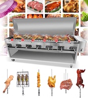 Four à rôtir entier en acier inoxydable pour agneau grillé au charbon de bois, machine à barbecue automatique pour restaurant, retournement automatique de côtelettes de porc et de cuisses d'agneau