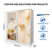 Armoires de rangement en acier durables à 3 portes avec miroir et motif imprimé, design personnalisé