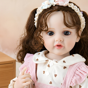 Muñeca Reborn de 22 Pulgadas, Cabeza de Vinilo Suave, Cuerpo de Tela, Realista, Recién Nacida, Vestido de Tul Rosa, Regalo para Niñas de 3+ Años - Product Image 4