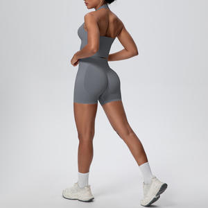 Conjuntos Deportivos Transpirables para Mujer con Logotipo Personalizado, Talla Grande, Sujetador Deportivo Cruzado, Pantalones Cortos de Cintura Alta, Leggings Sin Costuras, 5 Piezas, para Gimnasio y Yoga - Product Image 4