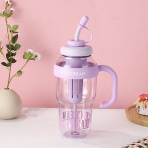 M 1400ML Popular colorido nuevo gran capacidad multicolor mango verano al aire libre Lucky Belly taza de agua de plástico con pajita - Product Image 6