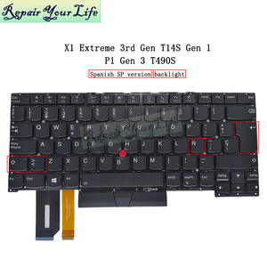 SP español con Teclado retroiluminado para portátil Lenovo <span class=keywords><strong>Thinkpad</strong></span> X1 Extreme 3rd Gen T14s Gen1 P1 Gen 3 T490S T495S SN20W85541 - Product Image 2