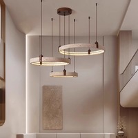 Lampes suspendues en pierre naturelle de style, anneau en travertin, luminaire suspendu, salon, salle à manger, décoration intérieure, lustres