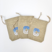 Pochette en jute naturelle écologique avec cordon de serrage, logo personnalisé imprimé, petit sac cadeau en toile de jute, sac d'emballage pour bijoux réutilisable en toile de jute