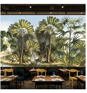 Carta da Parati Murale con Motivo di Piante Tropicali per Bar, KTV, Caffè, Ristorante, Soggiorno, Camera da Letto, Parete TV, Sfondo Letto - Product Image 5