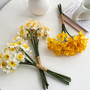 High Quality Silk Flowers Narcissus <b>Bouquet</b> Fresh Flower Arrangement <b>Artificial</b> Flowers of 6 Heads - Product Image 2