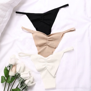 Dernière conception Offre Spéciale taille basse plis décoration Bikini Tanga Invisible sans couture culotte Logo personnalisé sous-vêtements femmes <span class=keywords><strong>culottes</strong></span> - Product Image 4
