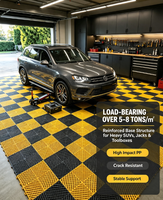 Dalles de sol de garage emboîtables en plastique PP robuste avec drainage pour atelier de detailing automobile, atelier, garage à domicile