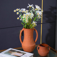 Vase en poterie rouge moderne Vente directe d'usine Fleur en céramique en terre cuite Décoration intérieure Échantillon de carte personnalisé pour mariages