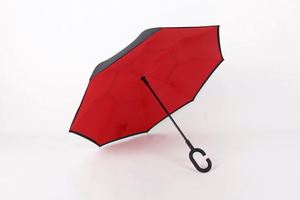 Parapluie pliant inversé coupe-vent double couche autoportant pour femme avec poignée en C, livraison directe N0075 - Product Image 5