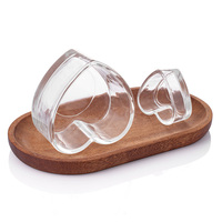Contenant à bougie en verre transparent en forme de cœur, 6 onces, avec couvercle hermétique, pour cadeau romantique et fabrication de bougies DIY