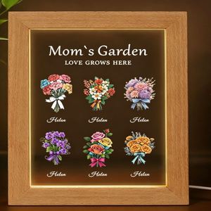 Décoration de table personnalisée avec fleur du mois de naissance, cadeaux personnalisés avec nom pour maman, grand-mère, Saint-Valentin - Product Image 1