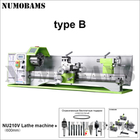 Mini tour à métaux NUMOBAMS NU210V-600 avec moteur de puissance nominale de 1100W, broche MT5 et mandrin à 3 mors de 125mm