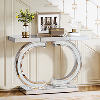 Table console moderne en métal avec miroir de 39 pouces, multifonctionnelle, pour l'entrée d'hôtel, le salon, le canapé et le couloir
