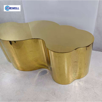Table basse moderne de luxe en acier inoxydable avec rangement, forme irrégulière, table d'appoint pour salon, fabrication soignée
