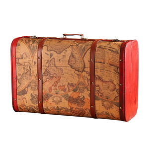 Retro Wooden <b>Map</b> Suitcase Storage Box Home Decor Display Prop - Product Image 5