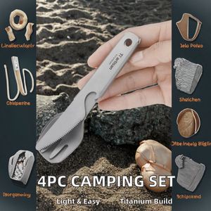 Ensemble de couverts de camping 4 pièces/ensemble, comprenant cuillère, fourchette, couteau et ouvre-bouteille pour la cuisine en plein air - Product Image 3