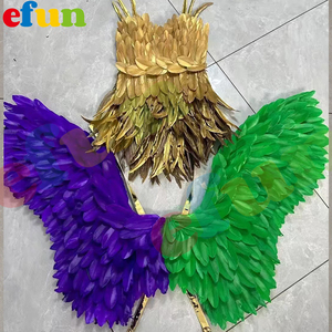 EFUN dành cho người lớn lông vàng đôi cánh thiên thần trang phục halloween vàng sáng backboard Carnival Tour diễn sàn Catwalk trình diễn thời trang ăn mặc chụp - Product Image 5