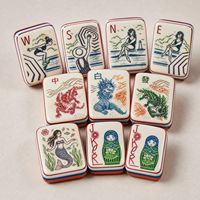 Tuiles de Mahjong en Acrylique de Noël en Gros, Colorées, 30mm, Imprimées UV, Ensemble Portable et Moderne pour Cadeaux de Fêtes
