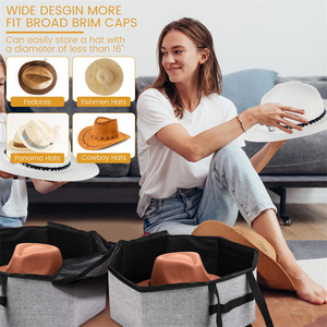 Large Cap Bag for Closet Men and Women Travel Cap <b>Storage</b> Organizer <b>Collapsible</b> Sturdy Cowboy Hat Case with Handle - Product Image 6